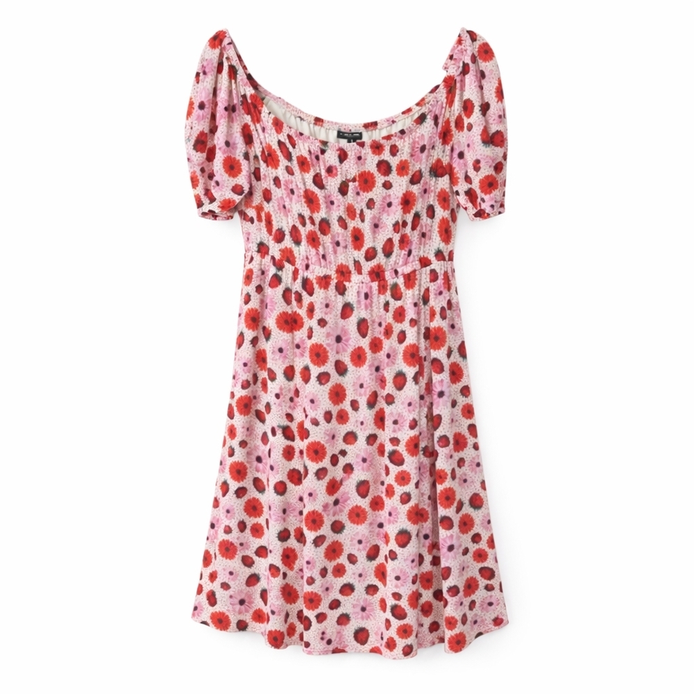 Torrid Retro Chic 1X Floral Pink Gauze Puff Sleeve Off Shoulder Midi Dress Pocke - Picture 3 of 16